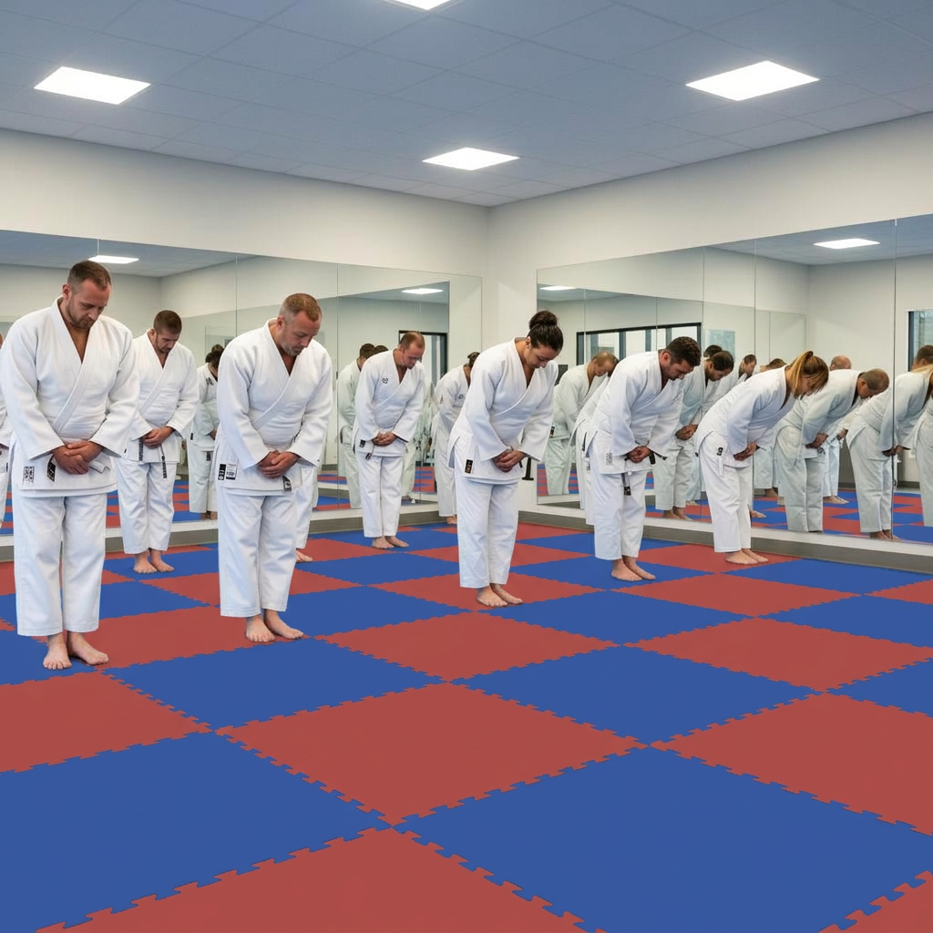 Get Strong. students practicing drills during class at Roman's Shin Karate in Hamilton