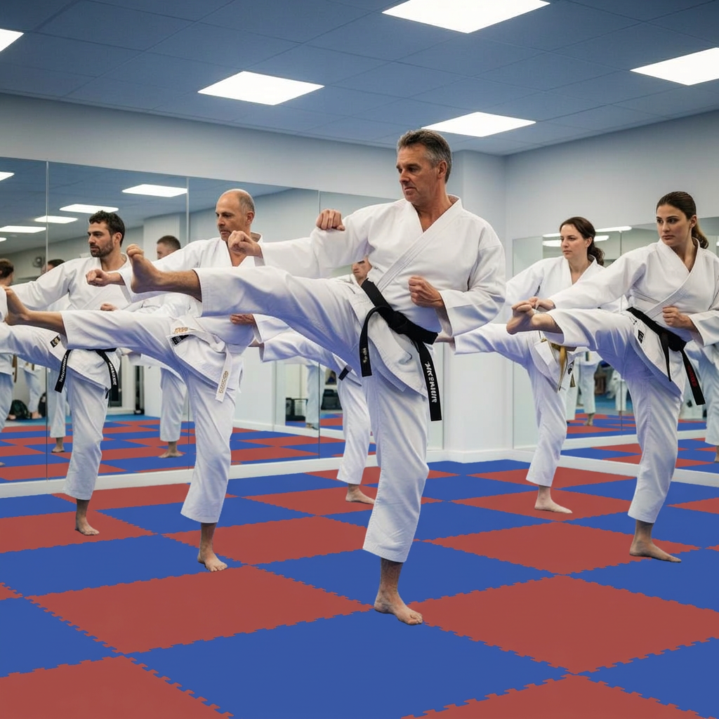 An instructor leading a Get Strong. class at Roman's Shin Karate in Hamilton