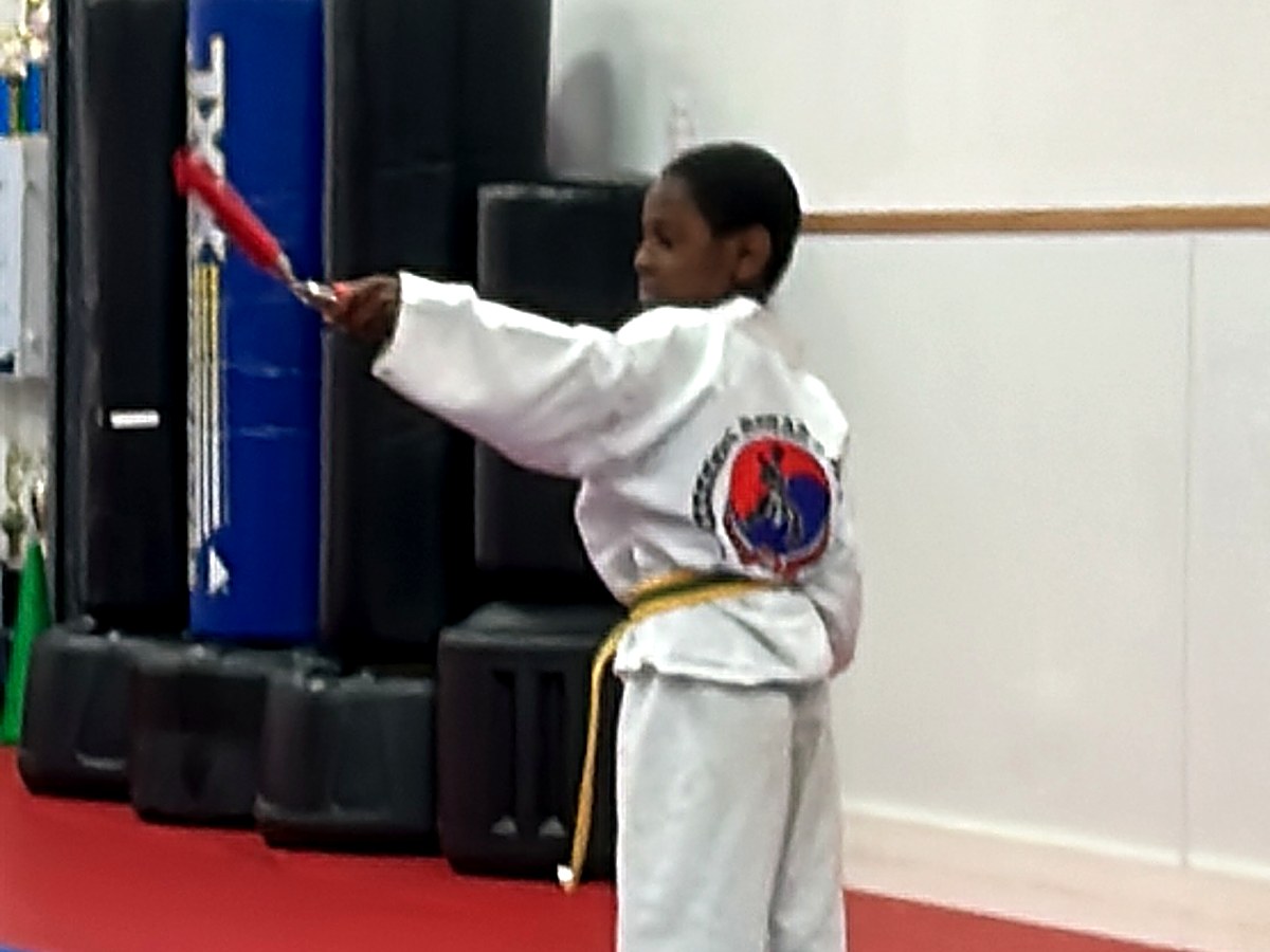 Is Your Child students practicing drills during class at Roman's Shin Karate in Hamilton