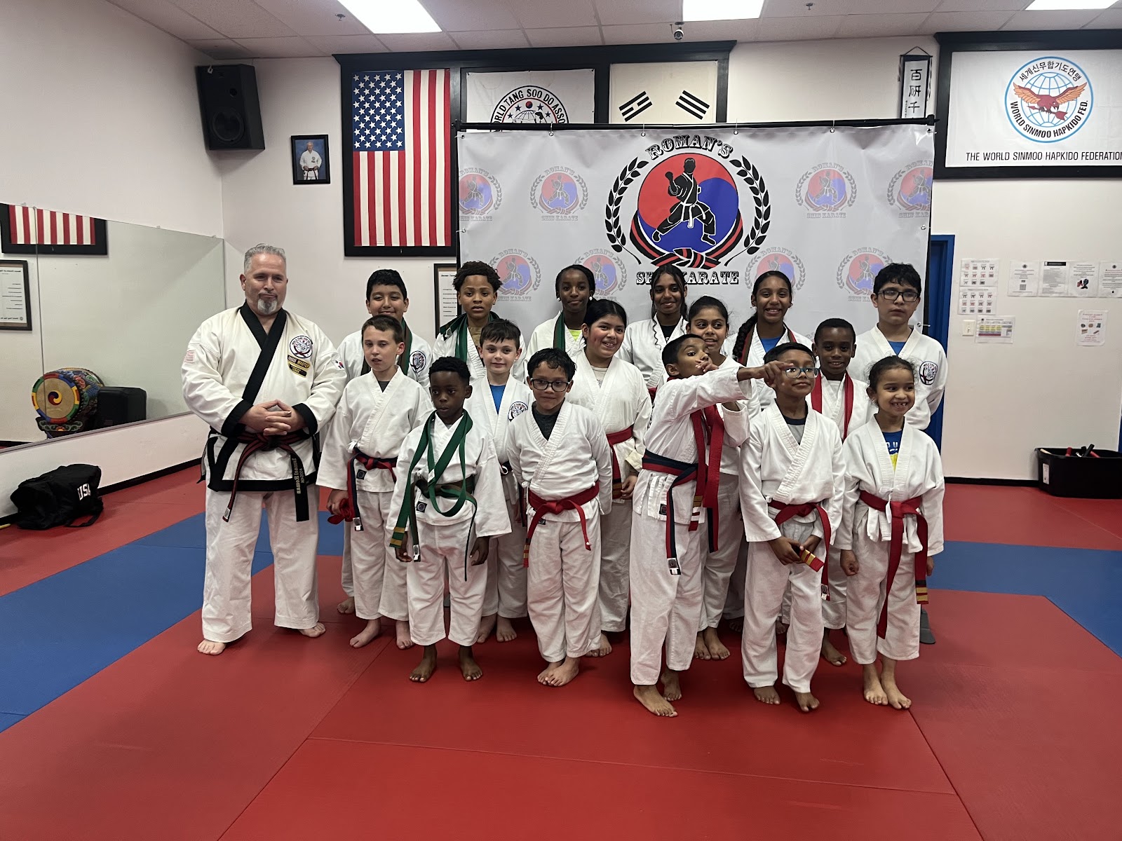 The One Hour students training together at Roman's Shin Karate in Hamilton