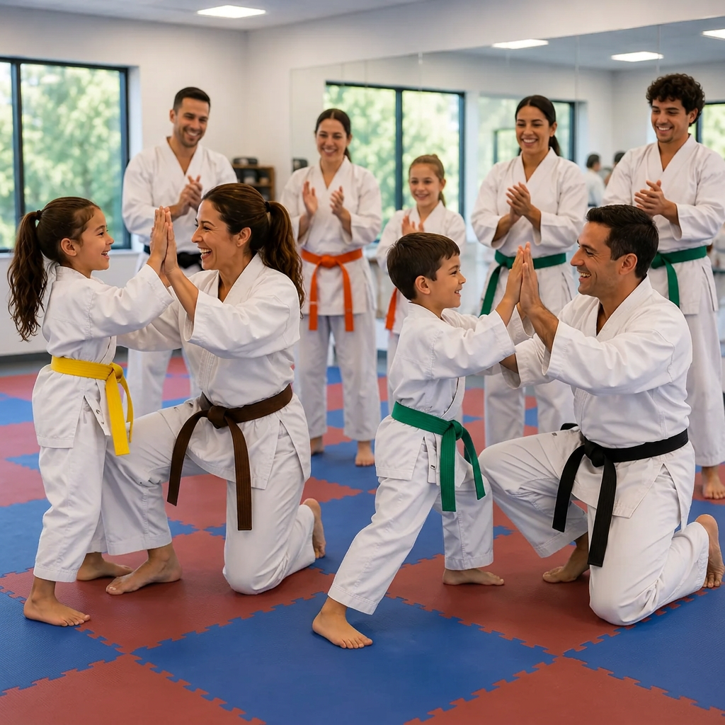 Is Your Preschooler students practicing drills during class at Roman's Shin Karate in Hamilton
